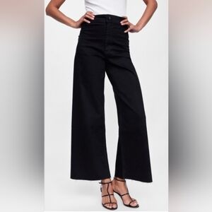 Zara Black Marine Straight Wide-Leg Super High Rise Jeans Size 2